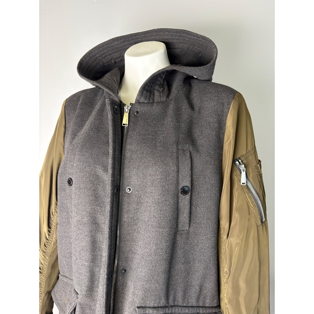 BCBGeneration Mixed Media Hooded Parka Coat Grey Olive Green XL - Picture 6 of 16